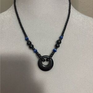 Elegant Black and Blue Beaded Necklace